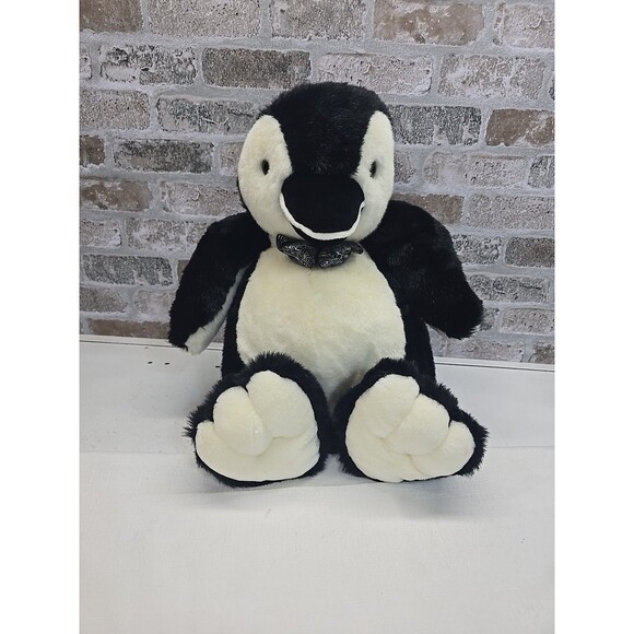 Wholesale Merchandisers Inc Black And White Penguin Plush With Bow Tie - Picture 1 of 12